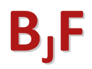 Roten Buchstaben &bdquo;B&ldquo;, &bdquo;J&ldquo; und &bdquo;F&ldquo; auf wei&szlig;em Hintergrund, wobei die Buchstaben teilweise &uuml;bereinander liegen.